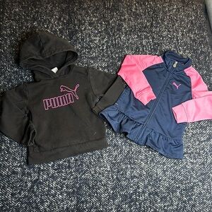 3T Puma black hoodie with pink logo with pockets, Puma pink and blue zip up